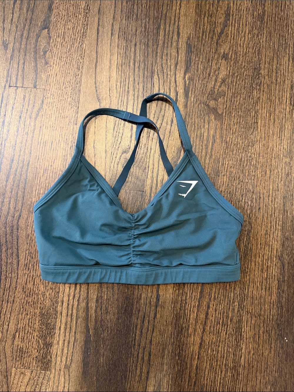 Gymshark Teal Green Ruched Strappy Sports Bra